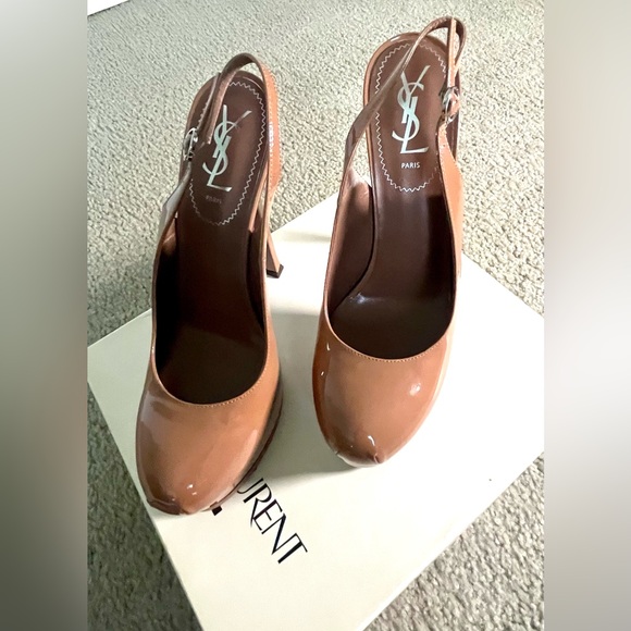 YSL SAINT LAURENT Rive Gauche Tribtoo105 Slingback Soft Nude/EU 40 US 10 BNIB - Picture 9 of 16